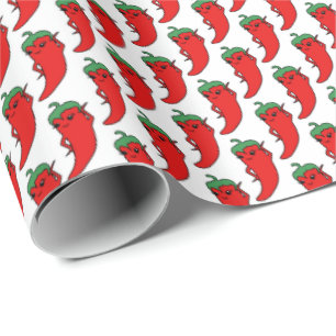 Kawaii Chilipeper Tekening Cadeaupapier