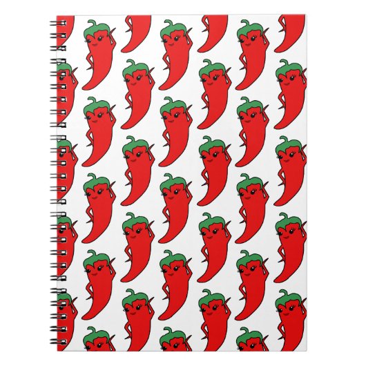 Kawaii Chilipeper Tekenpatroon Notitieboek (Voorkant)