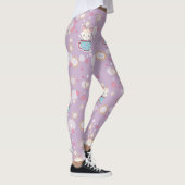 Kawaii Chinchilla in Teacup met koekjes en hart Leggings (Rechts)