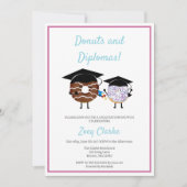 Kawaii chocolade en vanille donuts en diploma's kaart (Voorkant)
