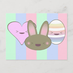 Kawaii chocolade paashaas, ei en hart feestdagenkaart