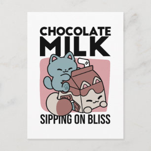 Kawaii Chocolademelk Kat – Cozy Drank & Schattighe Briefkaart