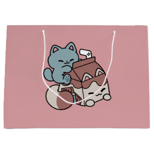 Kawaii Chocolademelk Kat – Cozy Drank & Schattighe Groot Cadeauzakje