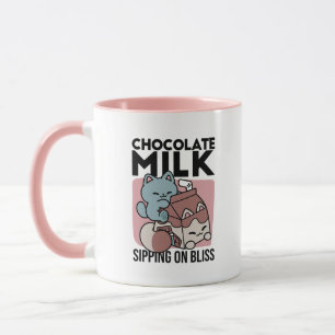 Kawaii Chocolademelk Kat – Cozy Drank & Schattighe Mok