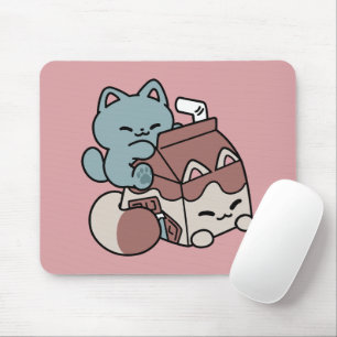 Kawaii Chocolademelk Kat – Cozy Drank & Schattighe Muismat