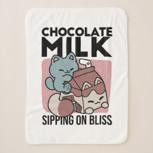 Kawaii Chocolademelk Kat – Cozy Drank & Schattighe Sherpa Deken