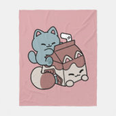 Kawaii Chocolate Milk Cat – Cozy Drink & Cuteness Fleece Deken (Voorkant)