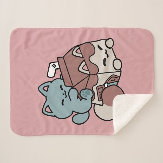 Kawaii Chocolate Milk Cat – Cozy Drink & Cuteness Sherpa Deken (Voorkant (horizontaal))