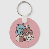 Kawaii Chocolate Milk Cat – Cozy Drink & Cuteness  Sleutelhanger (Achterkant)