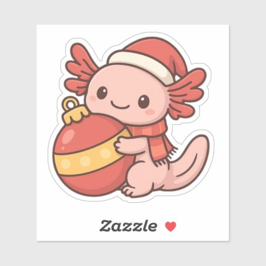 Kawaii Christmas Axolotl Sticker Ornament (Feuille)