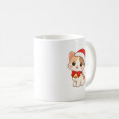 Kawaii Christmas Cat Mug with Santa Hat (Devant droit)