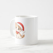 Kawaii Christmas Cat Mug with Santa Hat (Devant gauche)