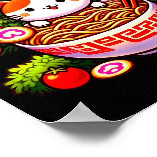 Kawaii Christmas Cat Ramen Christmas Tree Holiday Poster (Hoek)