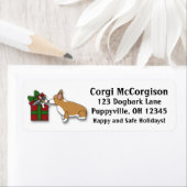 Kawaii Christmas Corgi Étiquettes de adresse cadea (En situation)