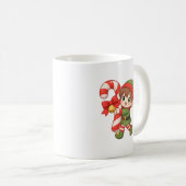 Kawaii Christmas Elf Mug with Candy Cane (Devant droit)