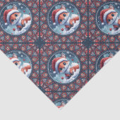Kawaii Christmas Fox Dot Mandala Diamond Tegel Tissuepapier (Detail)