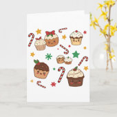 Kawaii Christmas Muffins Kaart (Gele Bloem)