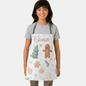 Kawaii Christmas Pattern | Custom Name Kids Apron Schort (Insitu)