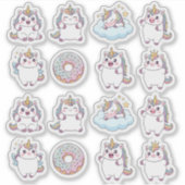 Kawaii Chubby Unicorn & Donut Sticker Blad – Schat (Voorkant)