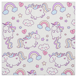 Kawaii chubby vliegende eenhoorns regenboogpatroon stof