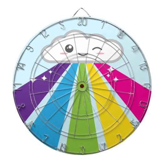 Kawaii Cloud and Rainbow Dart Board Dartbord (Voorkant)