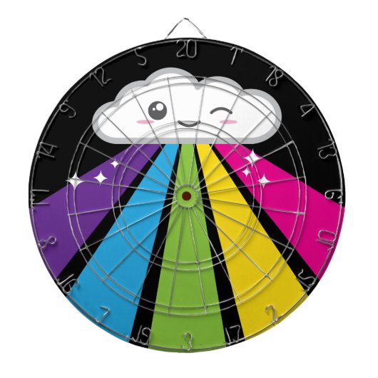 Kawaii Cloud and Rainbow Dart Board Dartbord (Voorkant)