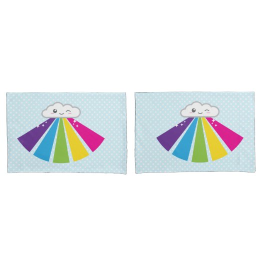 Kawaii Cloud and Rainbow Pillow Hoesje Set Kussensloop (Voorkant-Set)