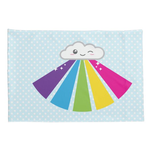 Kawaii Cloud and Rainbow Pillow Hoesje Set Kussensloop (Achterkant-Rechts)