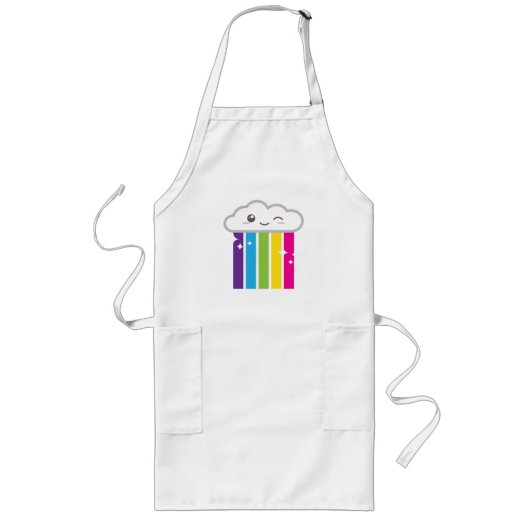 Kawaii Cloud en Rainbow Apron Lang Schort (Voorkant)