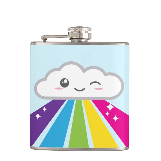 Kawaii Cloud en Rainbow Flask Heupfles (Voorkant)