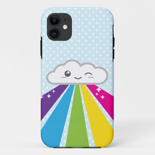 Kawaii Cloud en Rainbow iPhone Case (Achterkant)