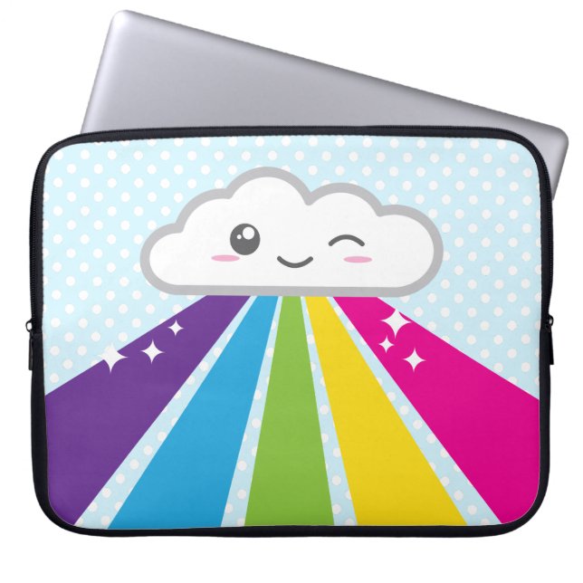 Kawaii Cloud- en Rainbow-laptophoes Laptop Sleeve (Voorkant)