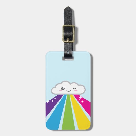 Kawaii Cloud en Rainbow Travel Bagagelabels (Voorkant verticaal)