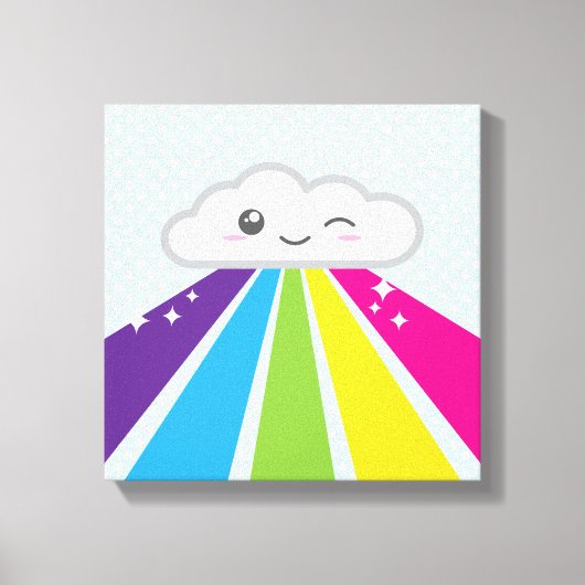 Kawaii Cloud en Rainbow Wrapped Canvas (Voorkant)