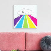 Kawaii Cloud en Rainbow Wrapped Canvas (Insitu (Woonkamer))