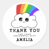 Kawaii Cloud Rainbow Birthday Hartelijk dank Ronde Sticker (Voorkant)