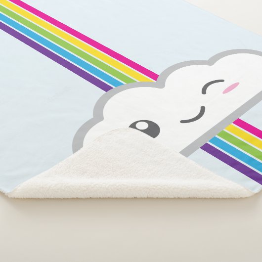 Kawaii Cloud & Rainbow Monogram Sherpa Blanket Sherpa Deken (3/4)