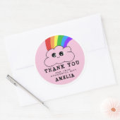 Kawaii Cloud Rainbow Pink Birthday Hartelijk dank Ronde Sticker (Envelop)