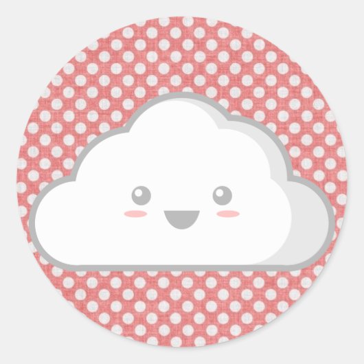Kawaii Cloud Ronde Sticker (Voorkant)