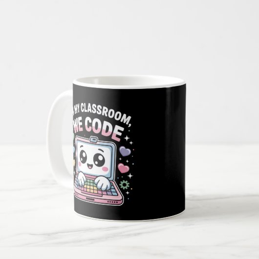 Kawaii Coding Laptop – Cute Computer Science Koffiemok (Voorkant links)
