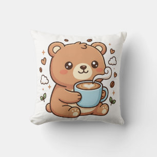 Kawaii Coffee Bear Coussin de décoration