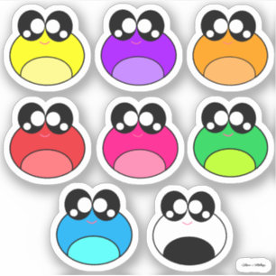Kawaii Colorful Frogs Sticker
