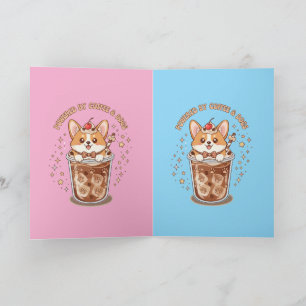 Kawaii Corgi Aangedreven door Koffie en Honden Kaart