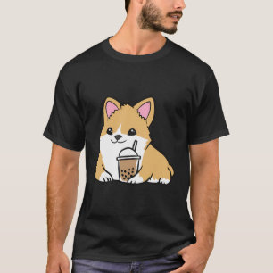 Kawaii Corgi Bubble Tea Cute Welsh Corgi Pearl Mil T-shirt