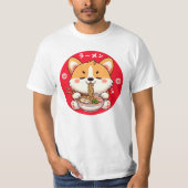 Kawaii Corgi Eating Ramen T-shirt (Voorkant)