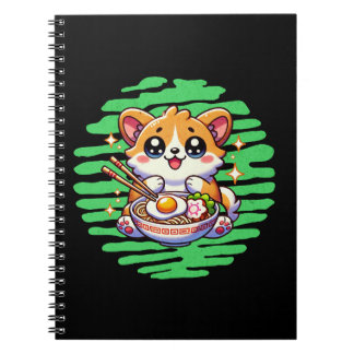 Kawaii Corgi eet kom van Ramen Notitieboek