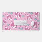 Kawaii Corgi Love Pattern Desk Mat (Keyboard & Muis)