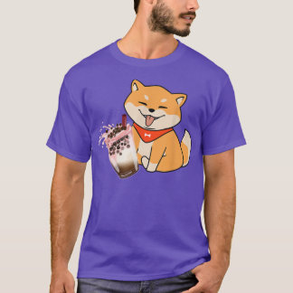 Kawaii Corgi Loves Bubble Tea Funny Boba's Welsh D T-shirt