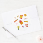 Kawaii Crayon potlood en schoolgereedschap Ronde Sticker (Envelop)