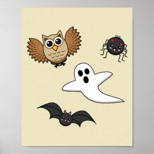 Kawaii Creepy Night Creatset Poster